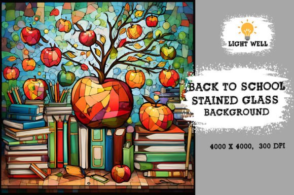Download Stained Glass Back to School Background - Round Collection