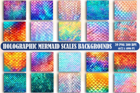 Download Holographic Mermaid Scales Backgrounds - Round Collection