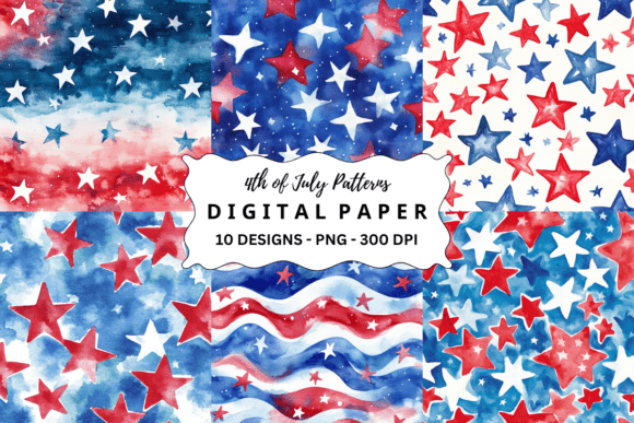 Download 4th of July Patterns Digital Backgrounds - Round Collection