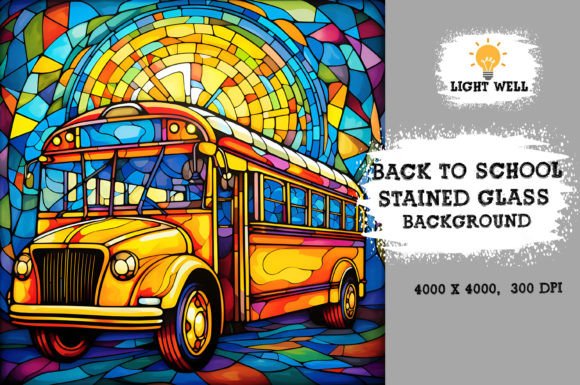 Download Stained Glass Back to School Background - Round Collection