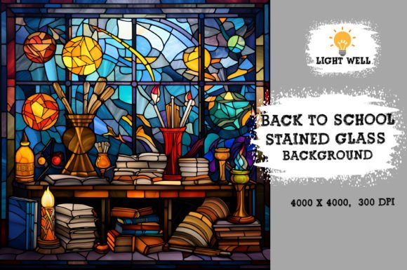 Download Stained Glass Back to School Background - Round Collection