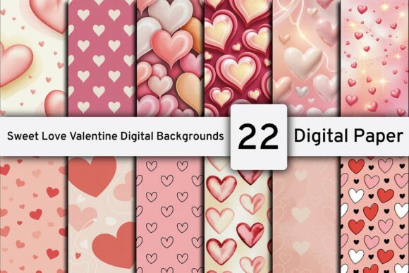 Download Sweet Love Valentine Digital Backgrounds - Round Collection