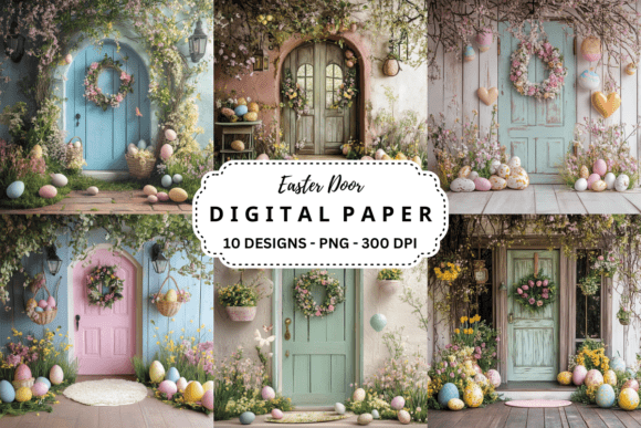 Download Easter Door Digital Backgrounds - Round Collection