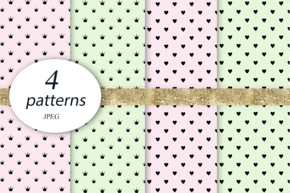 Download Royal Crowns Backgrounds,Hearts Paper - Round Collection