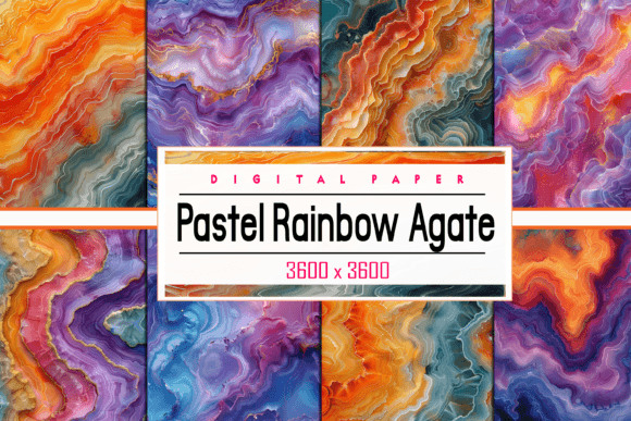 Download Pastel Rainbow Agate Wavy Background - Round Collection