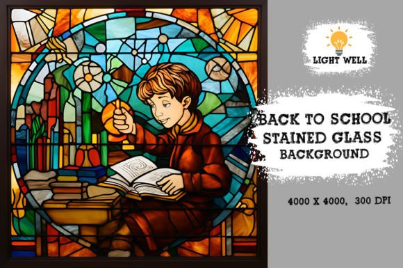 Download Stained Glass Back to School Background - Round Collection