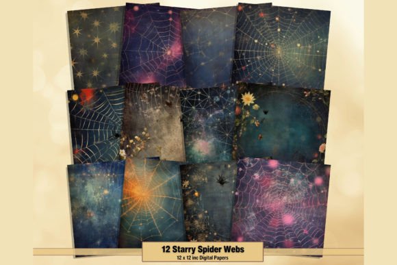 Download Starry Spider Webs Digital Backgrounds - Round Collection