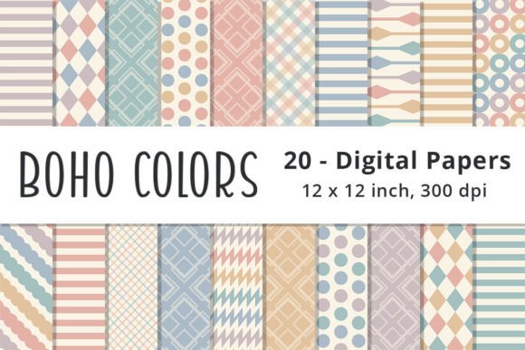Download Light Boho Colors Digital Pattern Papers - Pattern paper Collection