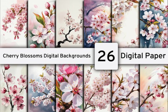 Download Cherry Blossoms Digital Backgrounds - Round Collection