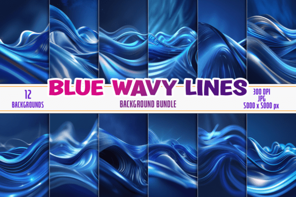 Download Blue Wavy Lines Background Pack - Round Collection