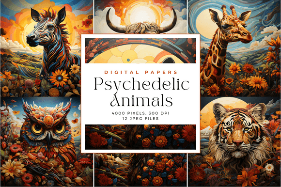 Download Colorful Psychedelic Animal Backgrounds - Round Collection