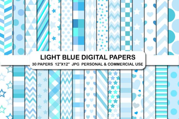 Download Light Blue Digital Papers Background Set - Round Collection