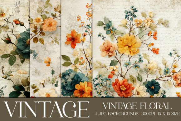 Download Vintage Floral Backgrounds, S4 - Round Collection