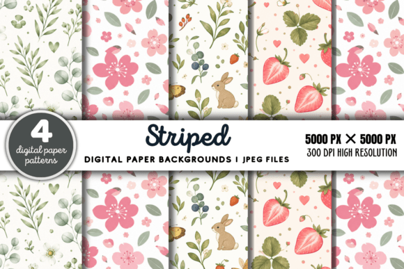 Download Striped Digital Paper Background 2 - Round Collection