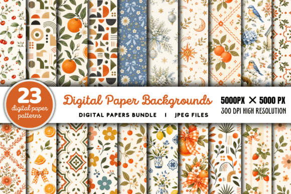 Download Digital Paper Backgrounds Bundle - Round Collection