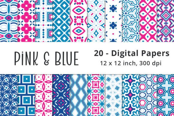 Download Blue and Pink Geometric Background Paper - Round Collection