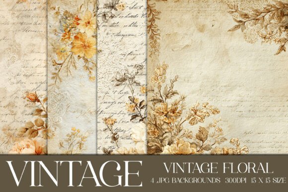 Download Vintage Floral Backgrounds, S5 - Round Collection