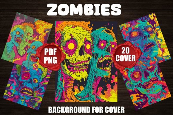 Download Zombies Backgrounds for Covers - Round Collection
