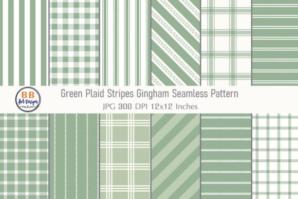 Download Green Plaid Stripe Gingham Pattern Paper - Pattern paper Collection