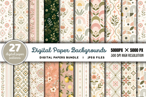 Download Digital Paper Backgrounds Bundle - Round Collection