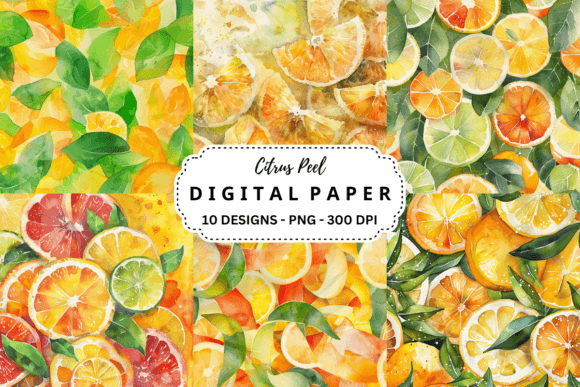 Download Watercolor Citrus Peel Background - Round Collection