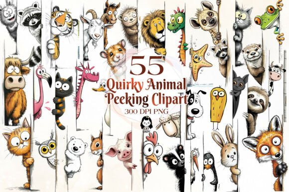 Download Mega Quirky Animal Peeking Around Corner - Round Collection