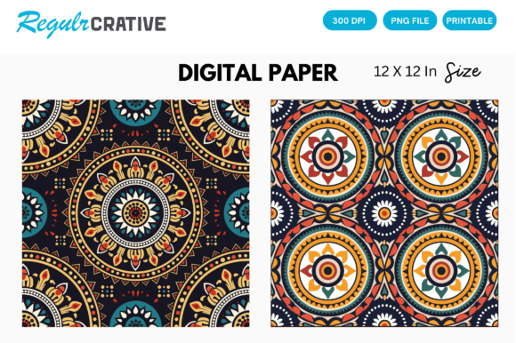 Download Aztec Tribal Digital Paper Backgrounds - Round Collection