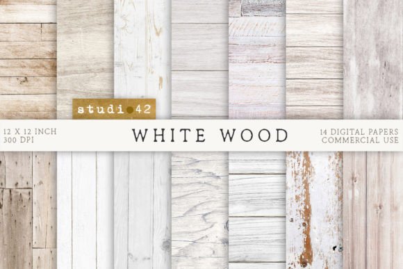 Download White Wood Background Digital Papers - Round Collection