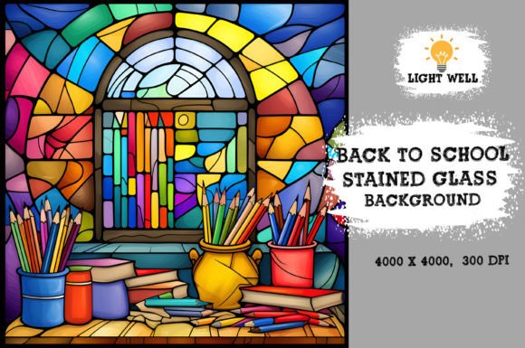 Download Stained Glass Back to School Background - Round Collection