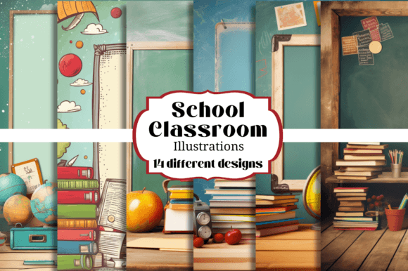 Download School Classroom Digital Backgrounds - Round Collection