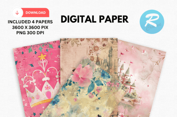 Download Princess Digital Papers Background Pack - Round Collection