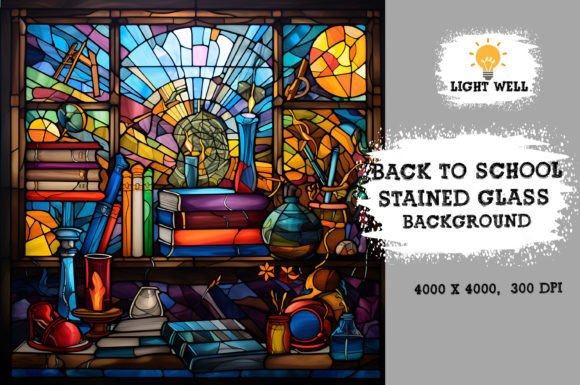 Download Stained Glass Back to School Background - Round Collection