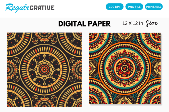 Download Aztec Tribal Digital Paper Backgrounds - Round Collection