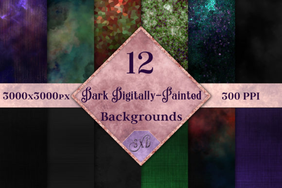 Download Dark Digitally-Painted Backgrounds - 12 Image Set - Round Collection