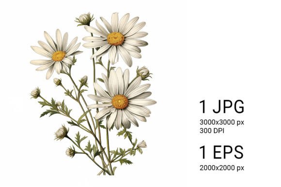 Download White Daisies on White Background - Round Collection