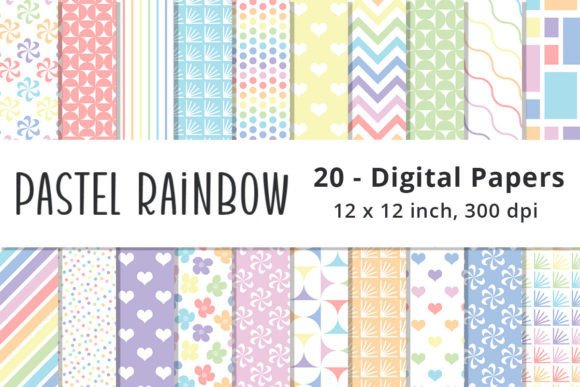 Download Pastel Rainbow Background Digital Paper - Round Collection