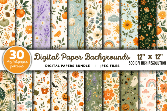 Download Digital Paper Backgrounds Bundle - Round Collection