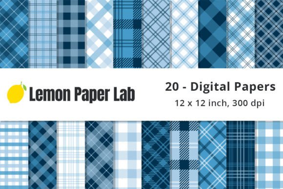 Download Winter Blue Plaid Digital Background - Round Collection