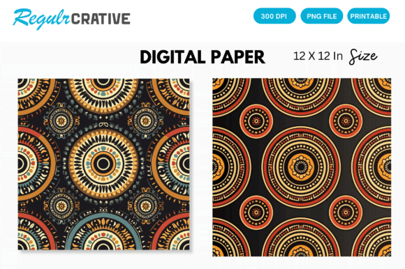 Download Aztec Tribal Digital Paper Backgrounds - Round Collection