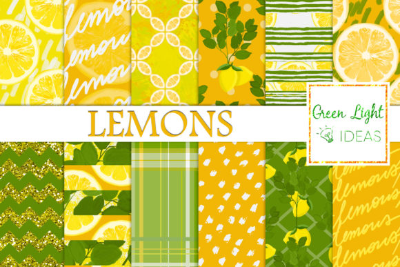 Download Lemons Digital Papers, Citrus Background - Round Collection