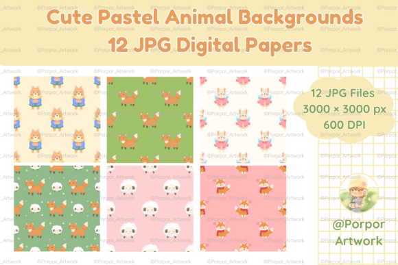 Download Cute Pastel Animal Backgrounds JPG - Round Collection