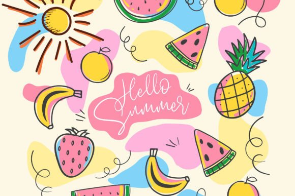 Download Summer Background with Fruits - Round Collection