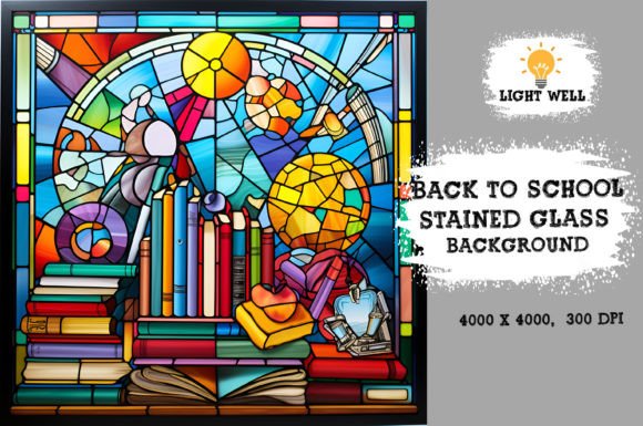Download Stained Glass Back to School Background - Round Collection
