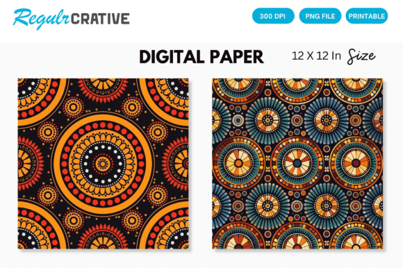 Download Aztec Tribal Digital Paper Backgrounds - Round Collection