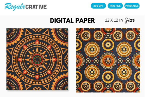 Download Aztec Tribal Digital Paper Backgrounds - Round Collection