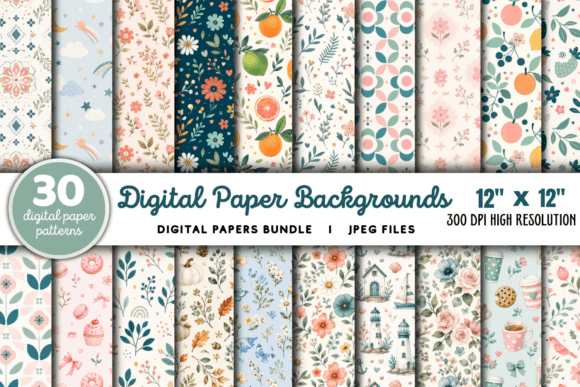 Download Digital Paper Backgrounds Bundle - Round Collection