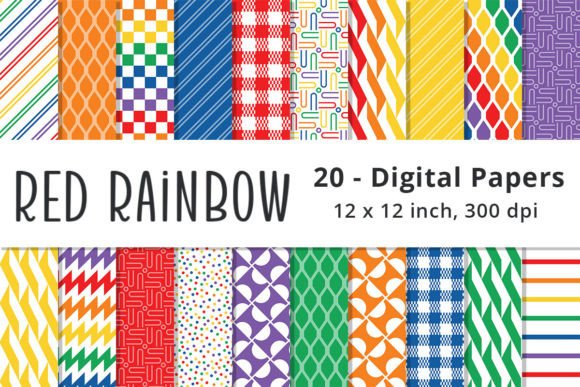 Download Red Rainbow Digital Paper Backgrounds - Round Collection