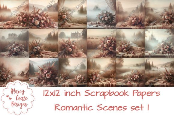 Download Set 1 Romantic Scenes 12x12 Backgrounds - Round Collection
