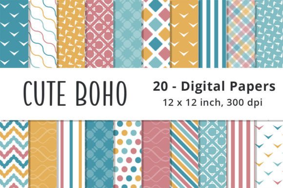 Download Cute Boho Digital Paper Backgrounds - Round Collection