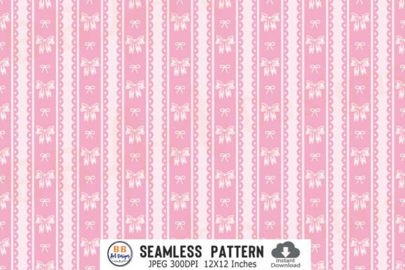 Download Coquette Pink Bow Stripes Pattern Paper - Pattern paper Collection
